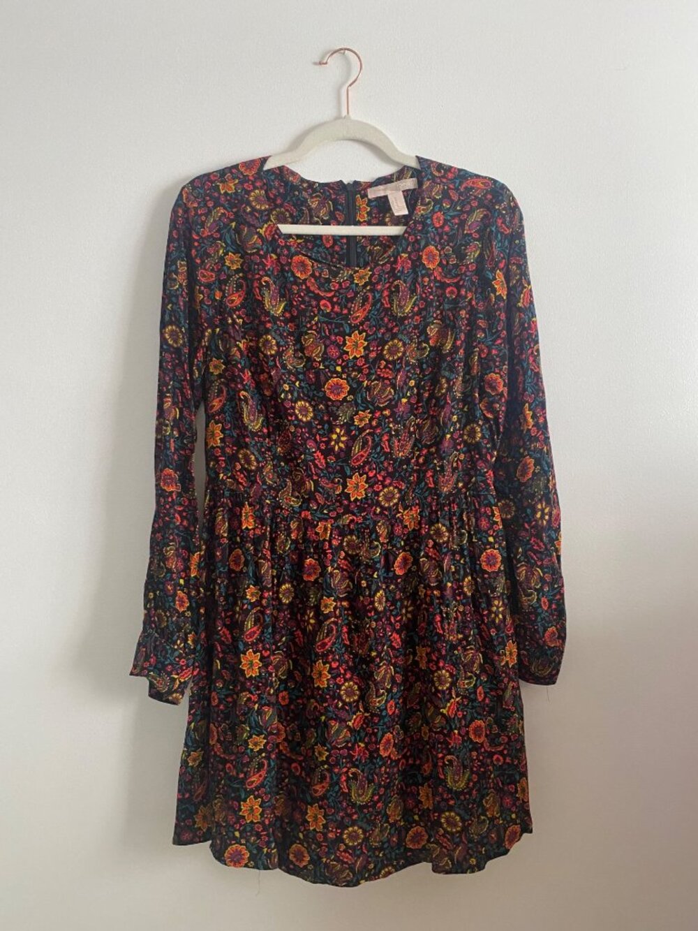 Fall Floral Print Long-Sleeve Mini Dress By Forever 21 Size M